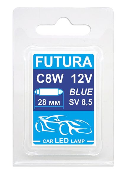 Автолампа Futura AC-C8/28мм 12V синяя C5W (2шт) 80212 фото