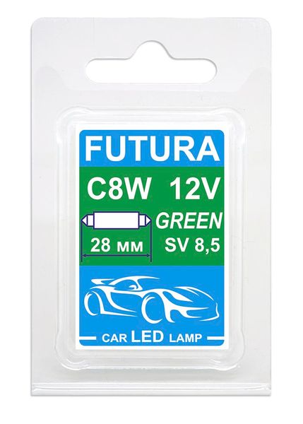 Автолампа Futura AC-C8/28мм 12V зелена C5W (2шт) 80213 фото