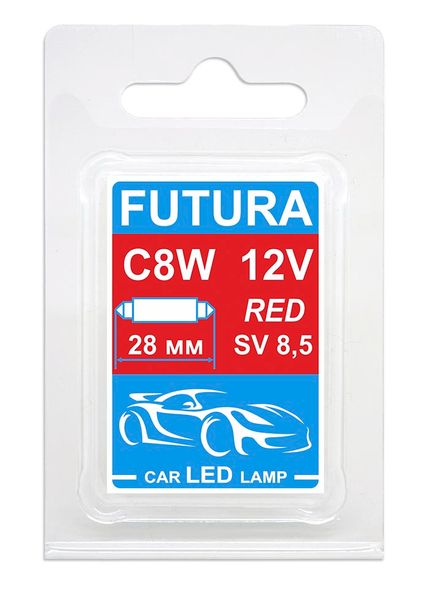 Автолампа Futura AC-C8/28мм 12V красная C5W (2шт) 80214 фото