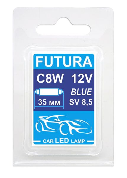 Автолампа Futura AC-C8/35мм 12V синяя C5W (2шт) 80312 фото
