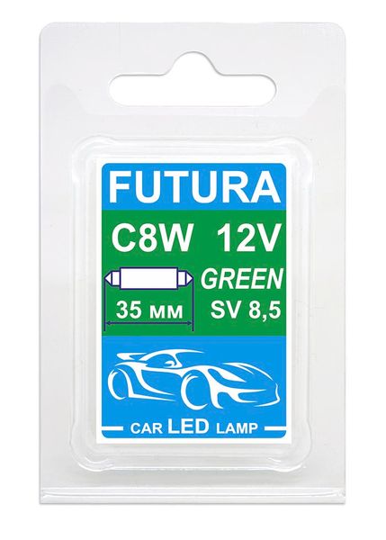 Автолампа Futura AC-C8/35мм 12V зеленая C5W (2шт) 80313 фото