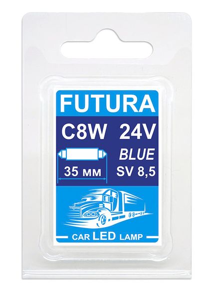 Автолампа Futura AC-C8/35мм 24V синяя C5W (2шт) 80322 фото