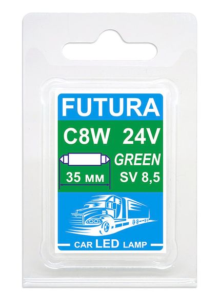 Автолампа Futura AC-C8/35мм 24V зеленая C5W (2шт) 80323 фото