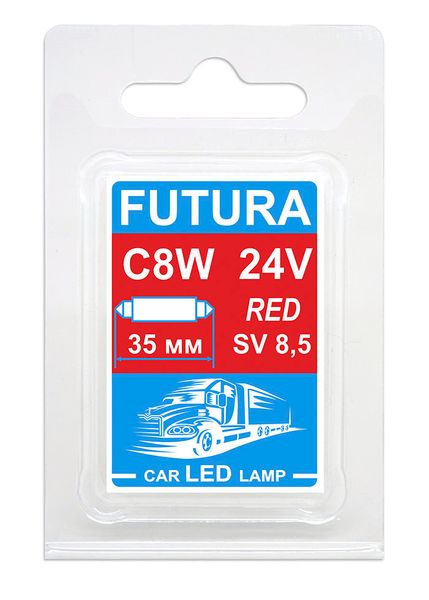 Автолампа Futura AC-C8/35мм 24V червона C5W (2шт) 80324 фото