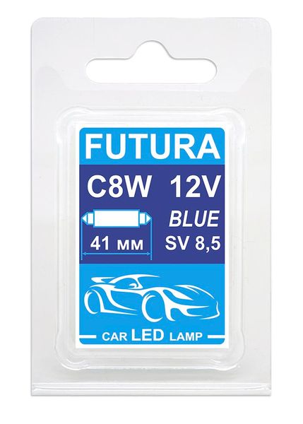 Автолампа Futura AC-C8/41мм 12V синяя C5W (2шт) 80412 фото