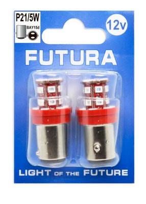 Двухконтактная лампа Futura KY-P21/5W красная 12V (2шт) 72814 фото