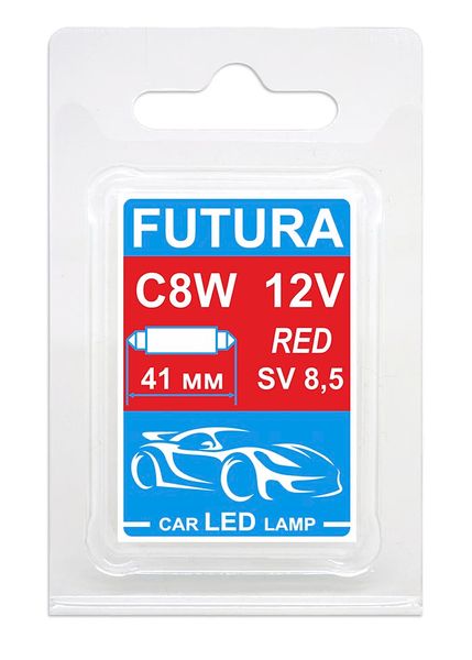 Автолампа Futura AC-C8/41мм 12V красная C5W (2шт) 80414 фото